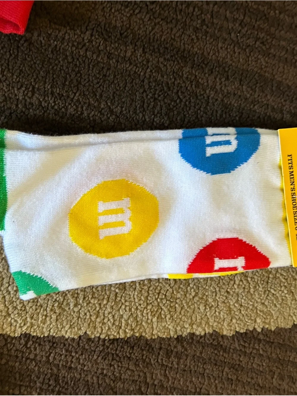 M&M'S White Crew Socks with Red, Yellow, Blue & Green Candy Dots